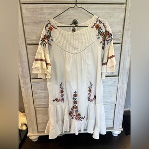 FREE PEOPLE PAVLO EMBROIDERED DRESS IN IVORY